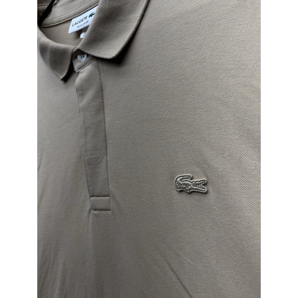 Lacoste Paris Polo Shirt Mens FR 8 US 3XL Beige Stretch Pique Hidden Placket - Picture 5 of 9
